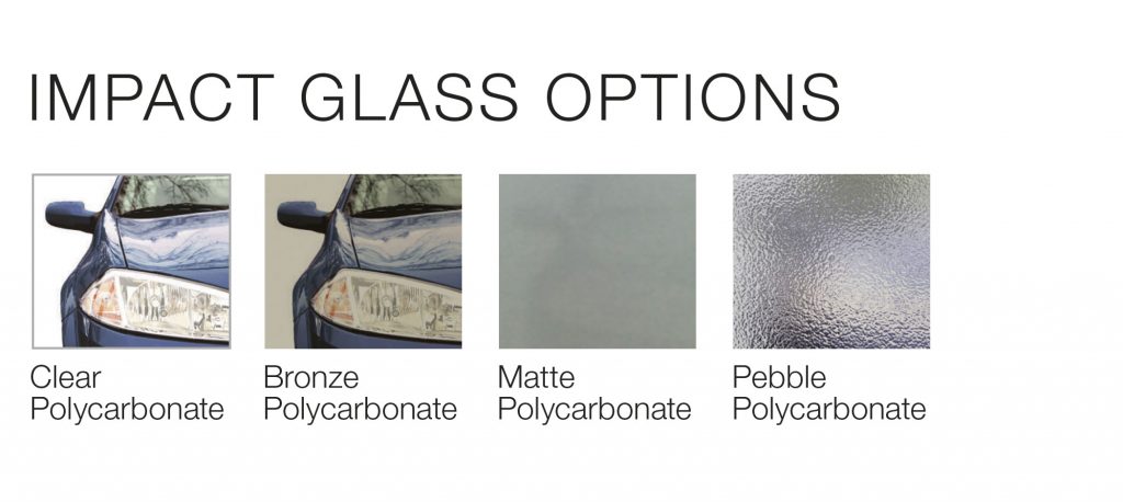 Impact glass options illustration.