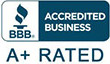 Better Business Bureau A+ rated badge